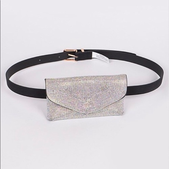 💥HP Shiny CRYSTAL EMBELLISHED CLUTCH PURSE BELT - Picture 4 of 7